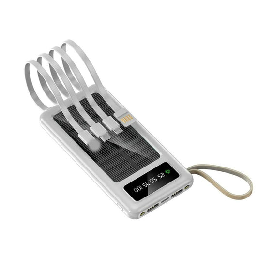 Portable Solar Power Bank with Built-in Cables by Outdoorzees