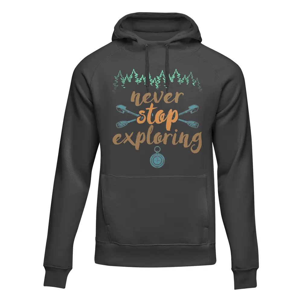 Never Stop Exploring Adult Fleece Hoodie by Outdoorzees