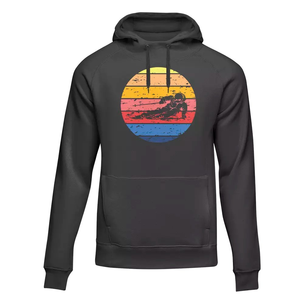 Vintage Skier Adult Fleece Hoodie by Outdoorzees