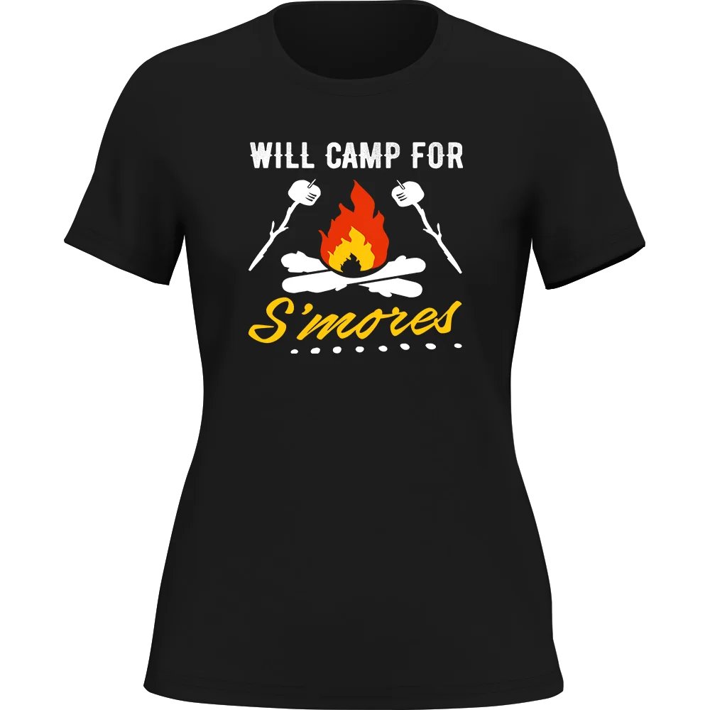 Will Camp For Smores Women T-Shirt / Fitted T-Shirt by Outdoorzees