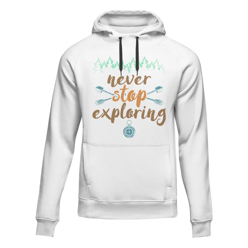 Never Stop Exploring Adult Fleece Hoodie by Outdoorzees