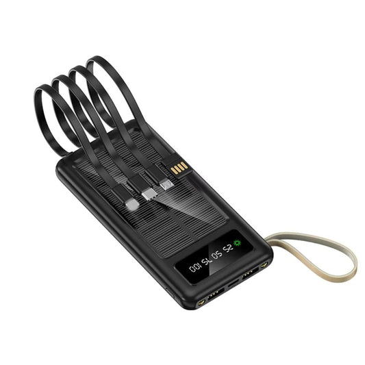Portable Solar Power Bank with Built-in Cables by Outdoorzees