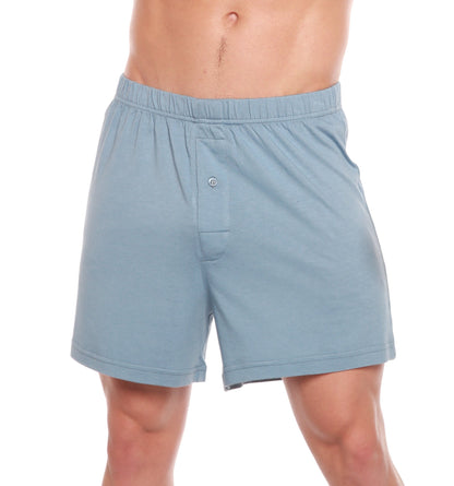 Five-pack of steel blue men's boxer shorts in bamboo viscose and organic cotton