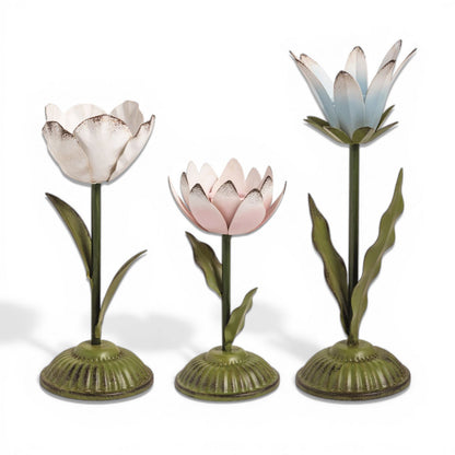 Metal Flower Taper Candle Holder by Rust & Cinder