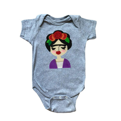 Frida Infant Bodysuit - Gray and Pink by Sky Blue Milo