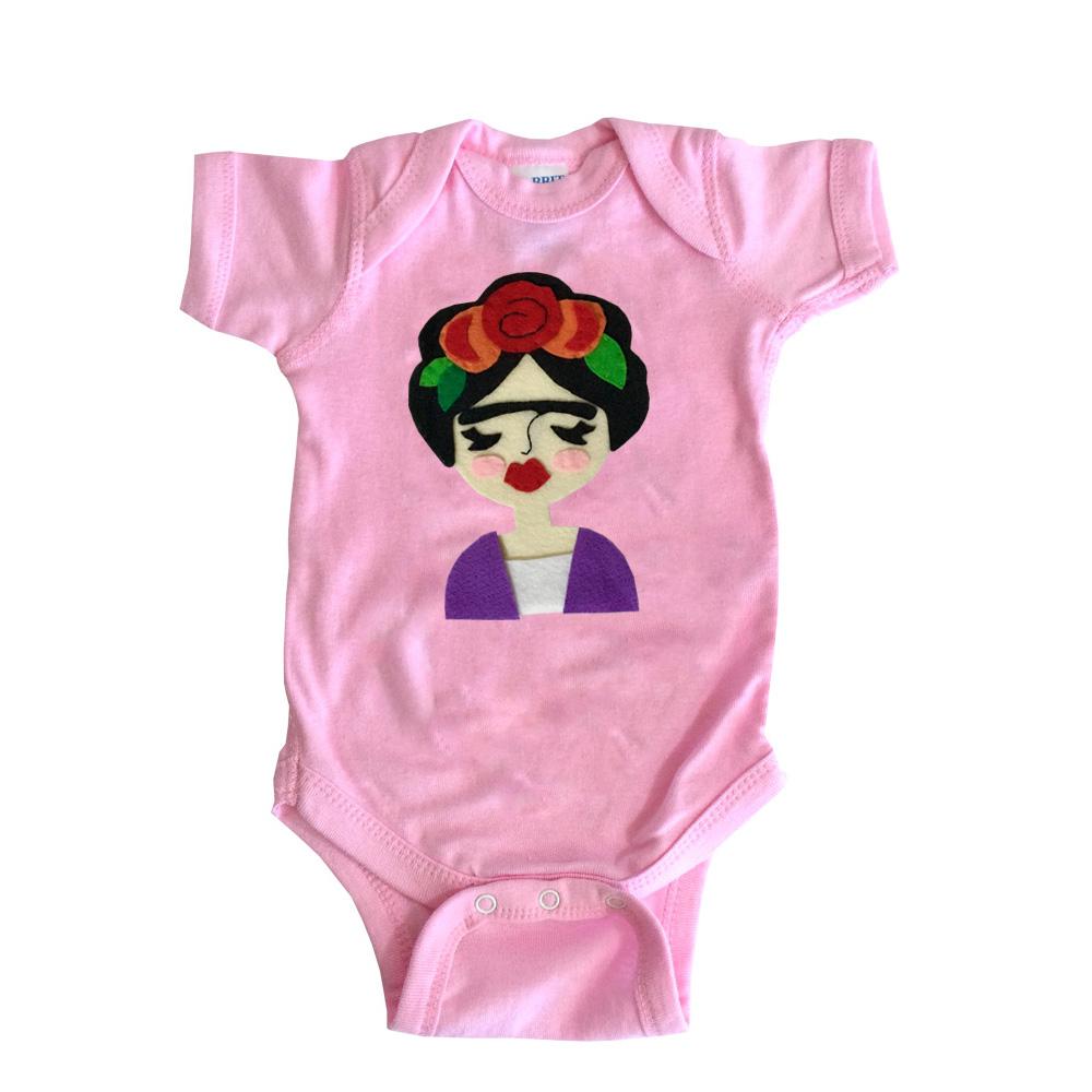 Frida Infant Bodysuit - Gray and Pink by Sky Blue Milo