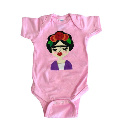 Frida Infant Bodysuit - Gray and Pink by Sky Blue Milo