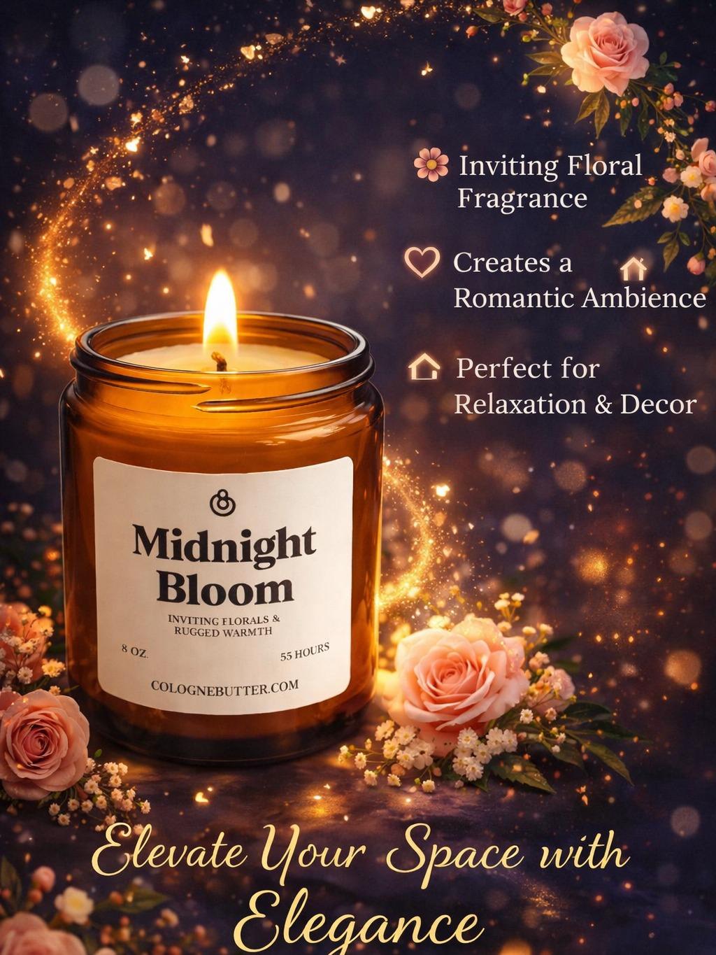 Midnight Bloom - The Luxury Floral Scented Candle for Home Decor, Relaxation & Romantic Atmosphere | Cologne Butter by CB