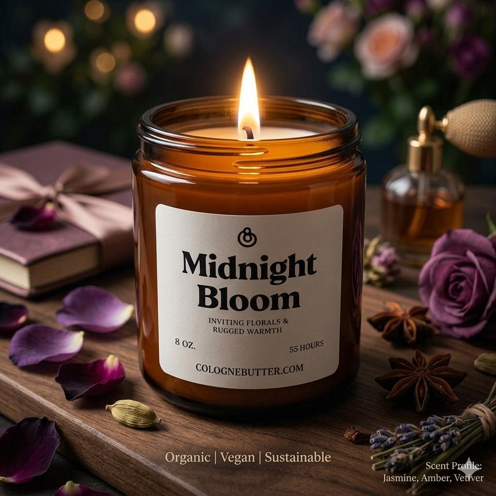 Midnight Bloom - The Luxury Floral Scented Candle for Home Decor, Relaxation & Romantic Atmosphere | Cologne Butter by CB