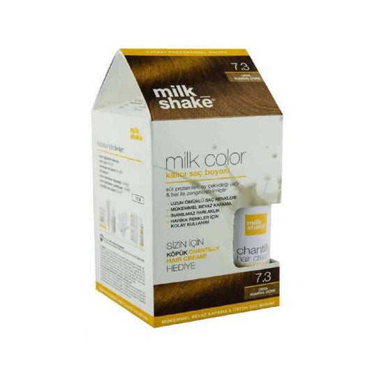Milk Shake 7.3 Medium Brown Gold + Hair Cream 50ml Set by Beauty Care Bag