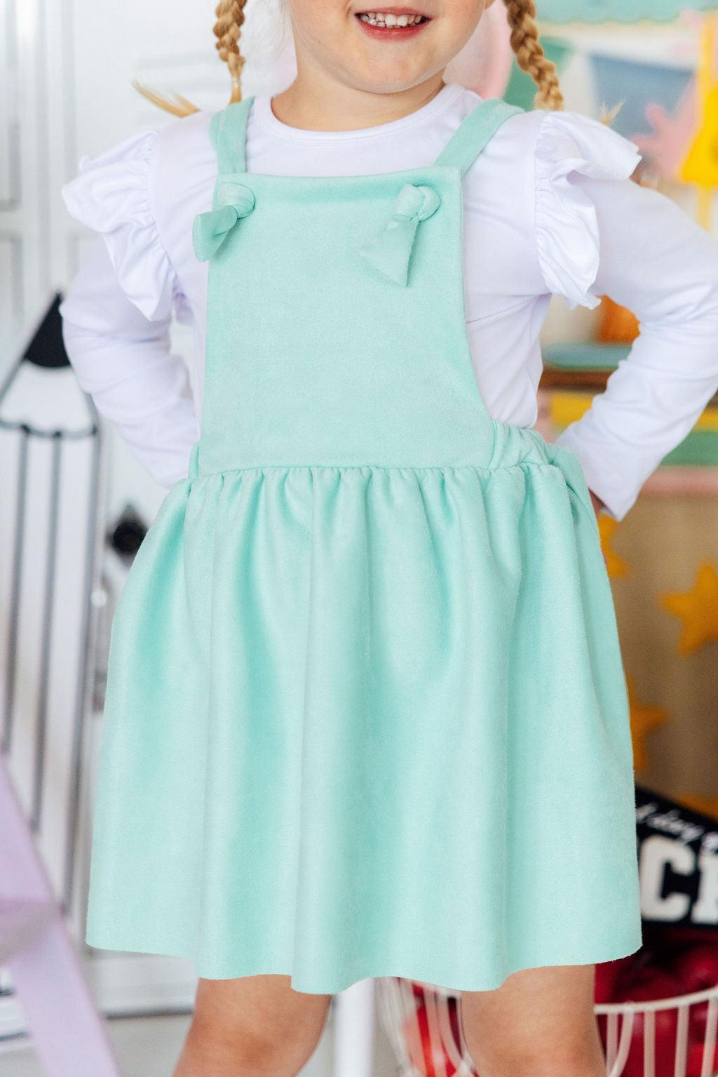 Mint Faux Suede PinaforePinaforeTorqelo.com