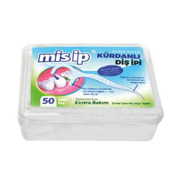 Misip Dental Floss Picks with Square Case 50 Count by Beauty Care Bag