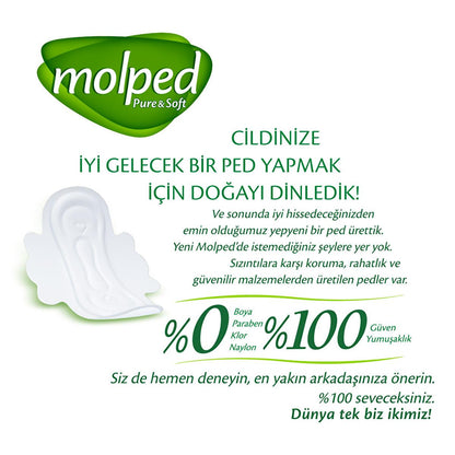 Molped Pure & Soft: Organic Cotton Feminine Hygiene Pads for Sensitive Skin - Hypoallergenic, Dye-Free, and Vegan Menstrual Pads by Beauty Care Bag