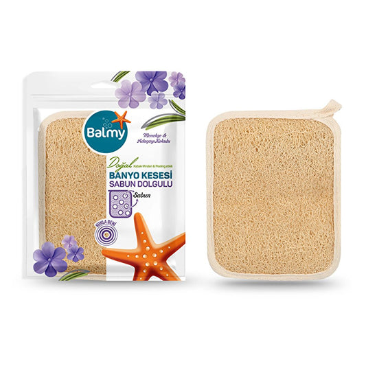 Balmy Natural Soap Filled Bath Puff for Gentle Exfoliation - Sensitive Skin Care by Beauty Care Bag
