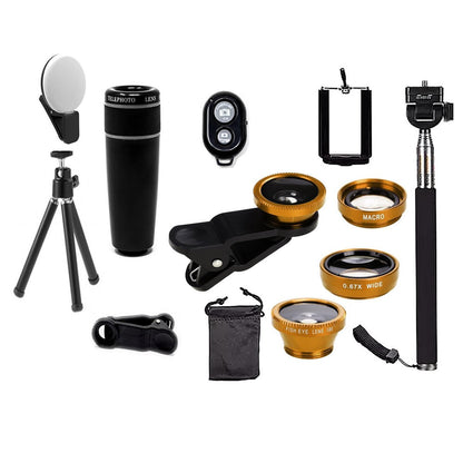 11-in-1 smartphone lens kit in gold, Salmon Lucky