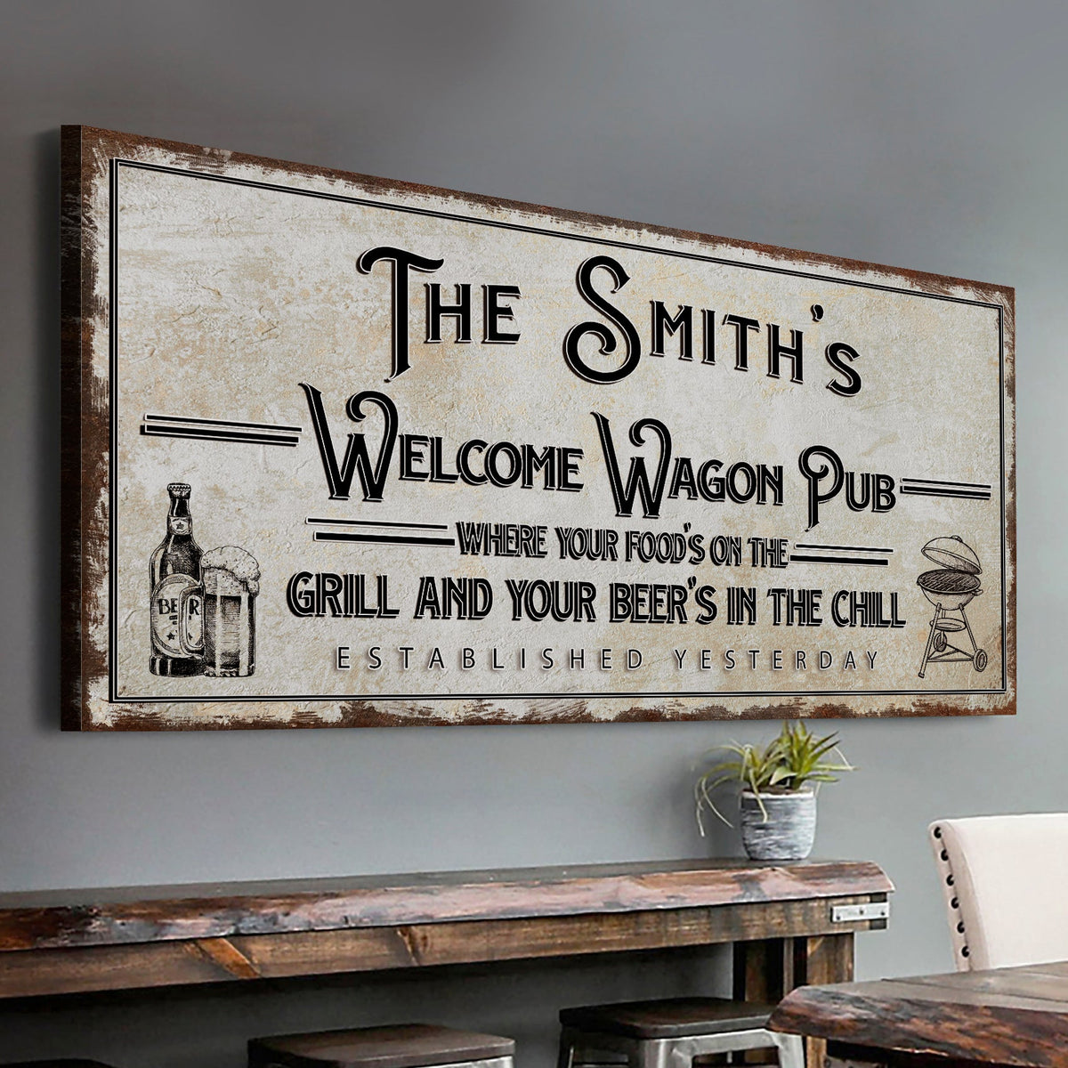 Welcome Wagon Pub Your Beer's In The Chill Sign by Tailored Canvases