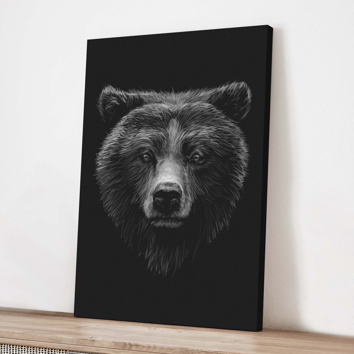 Animals Forest Bear Monochrome Canvas Wall Art by Tailored Canvases