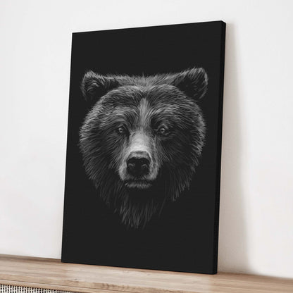 Animals Forest Bear Monochrome Canvas Wall Art by Tailored Canvases