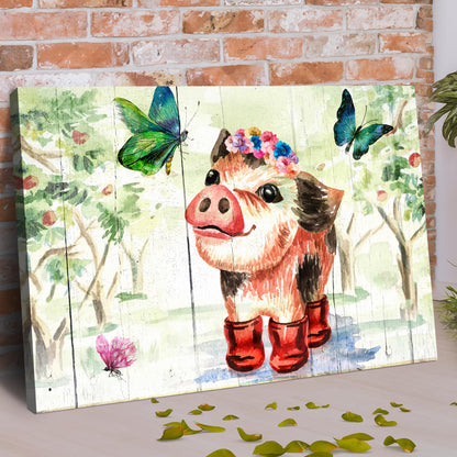 Cute Little Pig Canvas Wall Art by Tailored Canvases