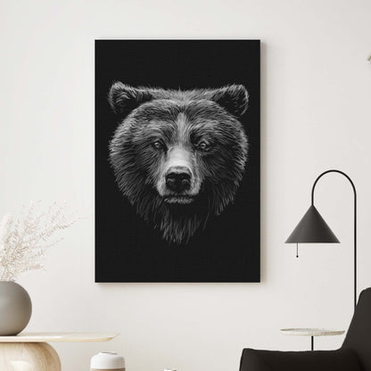 Animals Forest Bear Monochrome Canvas Wall Art by Tailored Canvases