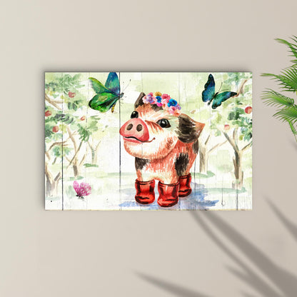 Cute Little Pig Canvas Wall Art by Tailored Canvases