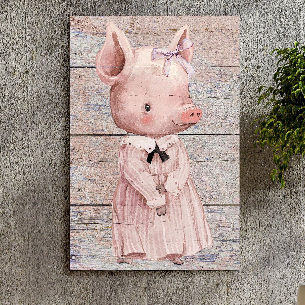 Simple Ribbon Dress Pig Canvas Wall Art by Tailored Canvases