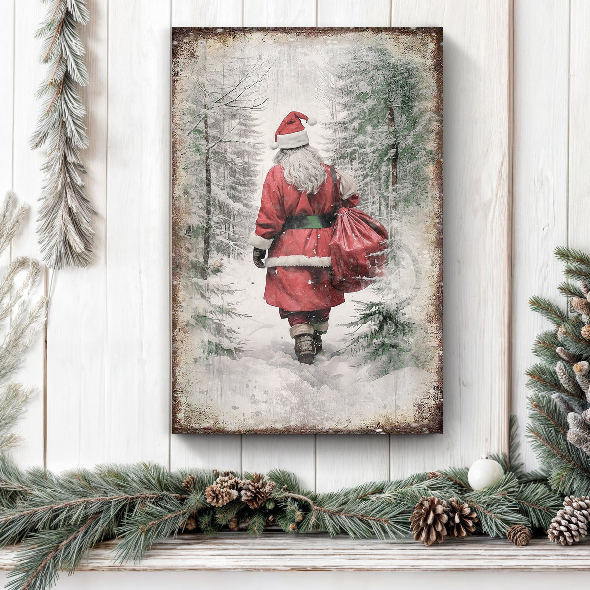 Vintage Christmas Santa Claus Wall Art V by Tailored Canvases