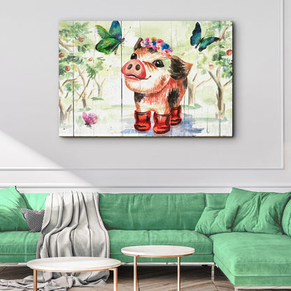 Cute Little Pig Canvas Wall Art by Tailored Canvases