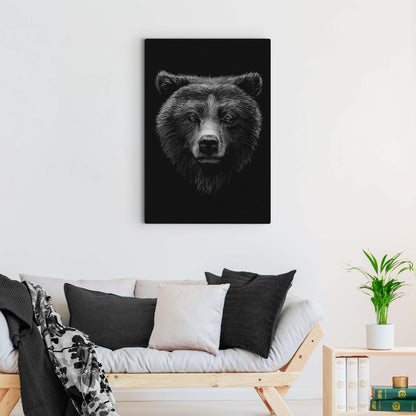 Animals Forest Bear Monochrome Canvas Wall Art by Tailored Canvases