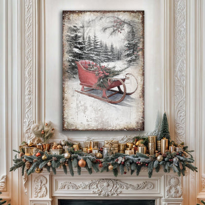 Vintage Christmas Sledge Wall Art by Tailored Canvases