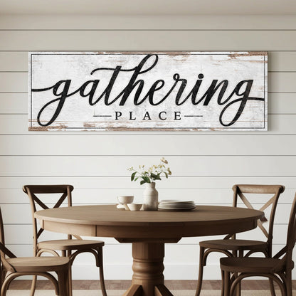 Gathering Place Kitchen Sign Decor | Dining Room Canvas Wall Art | Thanksgiving Sign Wall Art | Kitchen Wall Decor | Living Room Wall Decor by Tailored Canvases