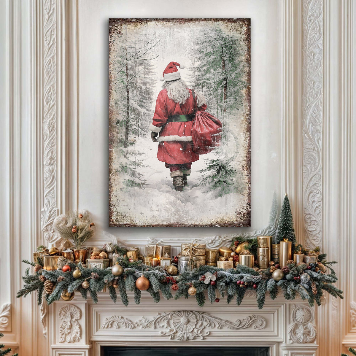 Vintage Christmas Santa Claus Wall Art V by Tailored Canvases