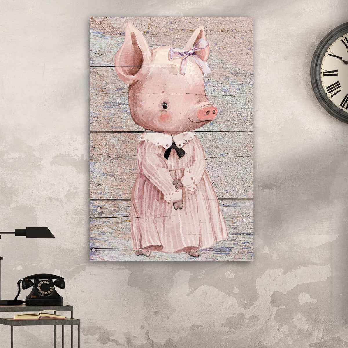 Simple Ribbon Dress Pig Canvas Wall Art by Tailored Canvases