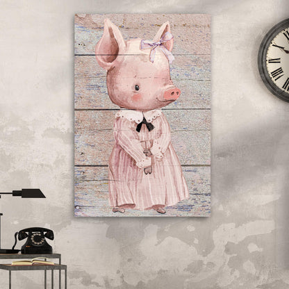 Simple Ribbon Dress Pig Canvas Wall Art by Tailored Canvases