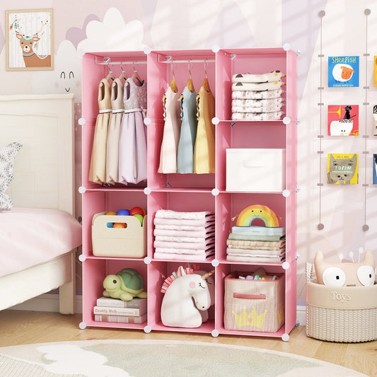 Modular Kids Wardrobe with 10 Cubes & Hanging RodKids Storage WardrobeTorqelo.com