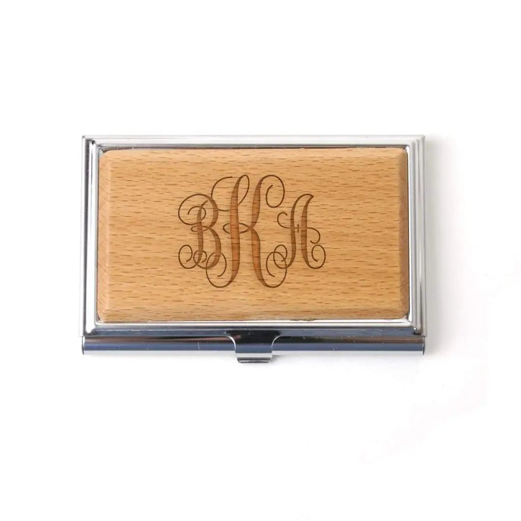 Monogram Business Card Holder - Personalized Wood Business Card Holder by Joyful Moose