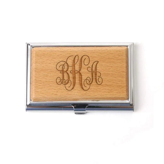 Monogram Business Card Holder - Personalized Wood Business Card Holder by Joyful Moose