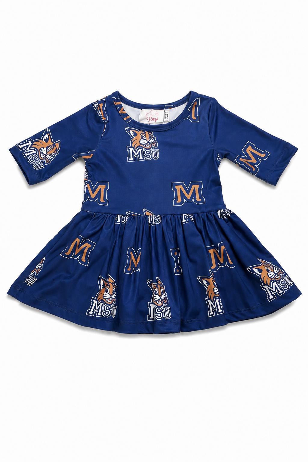 Montana State University Blue Bobcat 3/4 Sleeve Twirl BodysuitTwirl Bodysuit - 3/4 SleeveTorqelo.com