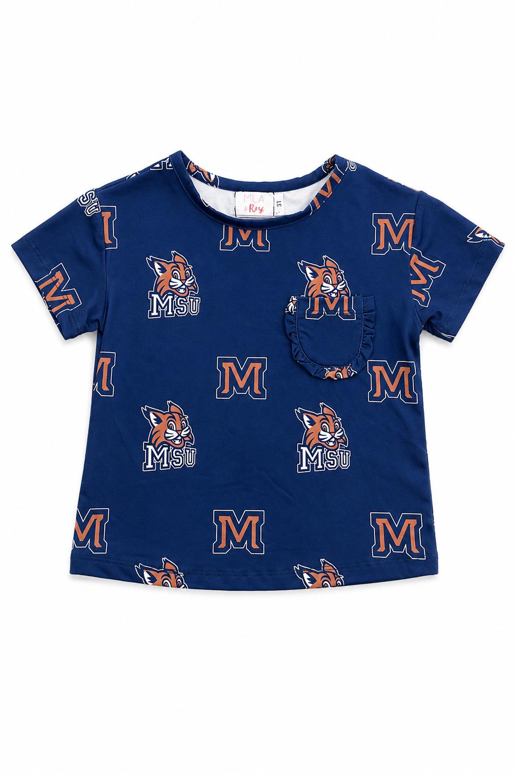 Montana State University Blue Bobcat Ruffle Pocket TeeRuffle Pocket TeeTorqelo.com