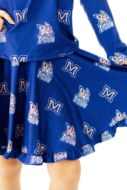 Montana State University Blue Bobcat Ruffle Twirl SkortTwirl Skort - RuffleTorqelo.com