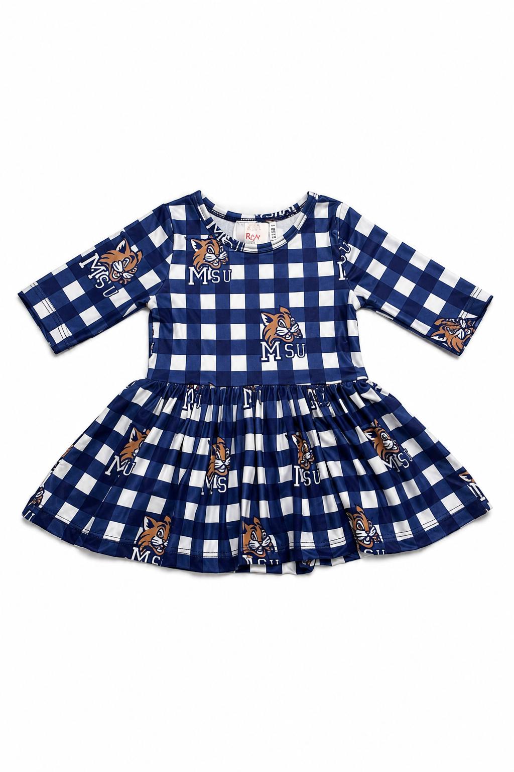 Montana State University Plaid Bobcat 3/4 Sleeve Twirl BodysuitTwirl Bodysuit - 3/4 SleeveTorqelo.com