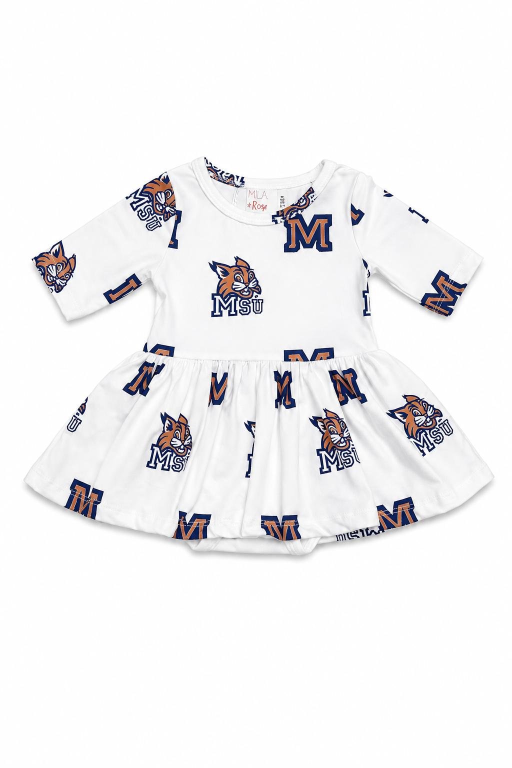 Montana State University White Bobcat 3/4 Sleeve Twirl BodysuitTwirl Bodysuit - 3/4 SleeveTorqelo.com