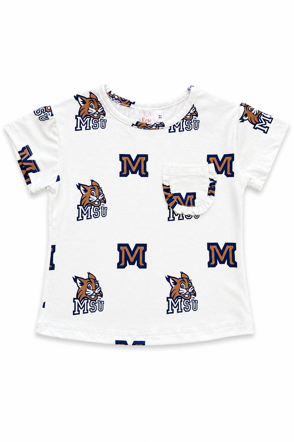 Montana State University White Bobcat Ruffle Pocket TeeRuffle Pocket TeeTorqelo.com