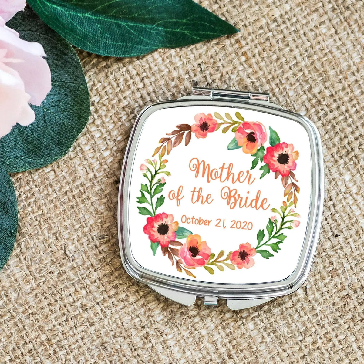 Mother of the Bride Gift from Daughter, Bridal Compact Mirror, mother of the groom gift from bride, Wedding Day Pocket Makeup Mirror by Joyful Moose