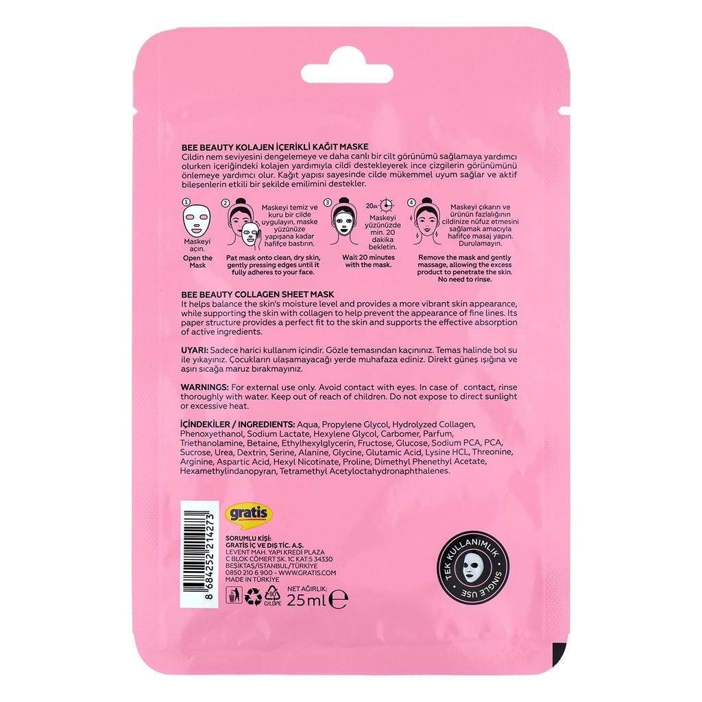 Bee Beauty Collagen Sheet Mask for Firming & Hydration 25 ml by Beauty Care Bag