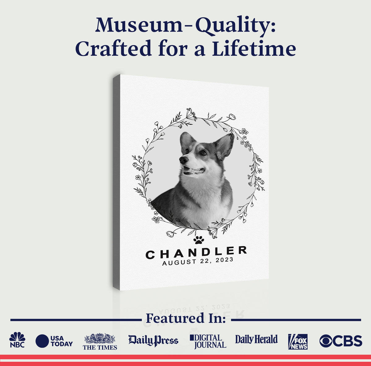 Pet Memorial Portrait Monochrome Sign by Tailored Canvases