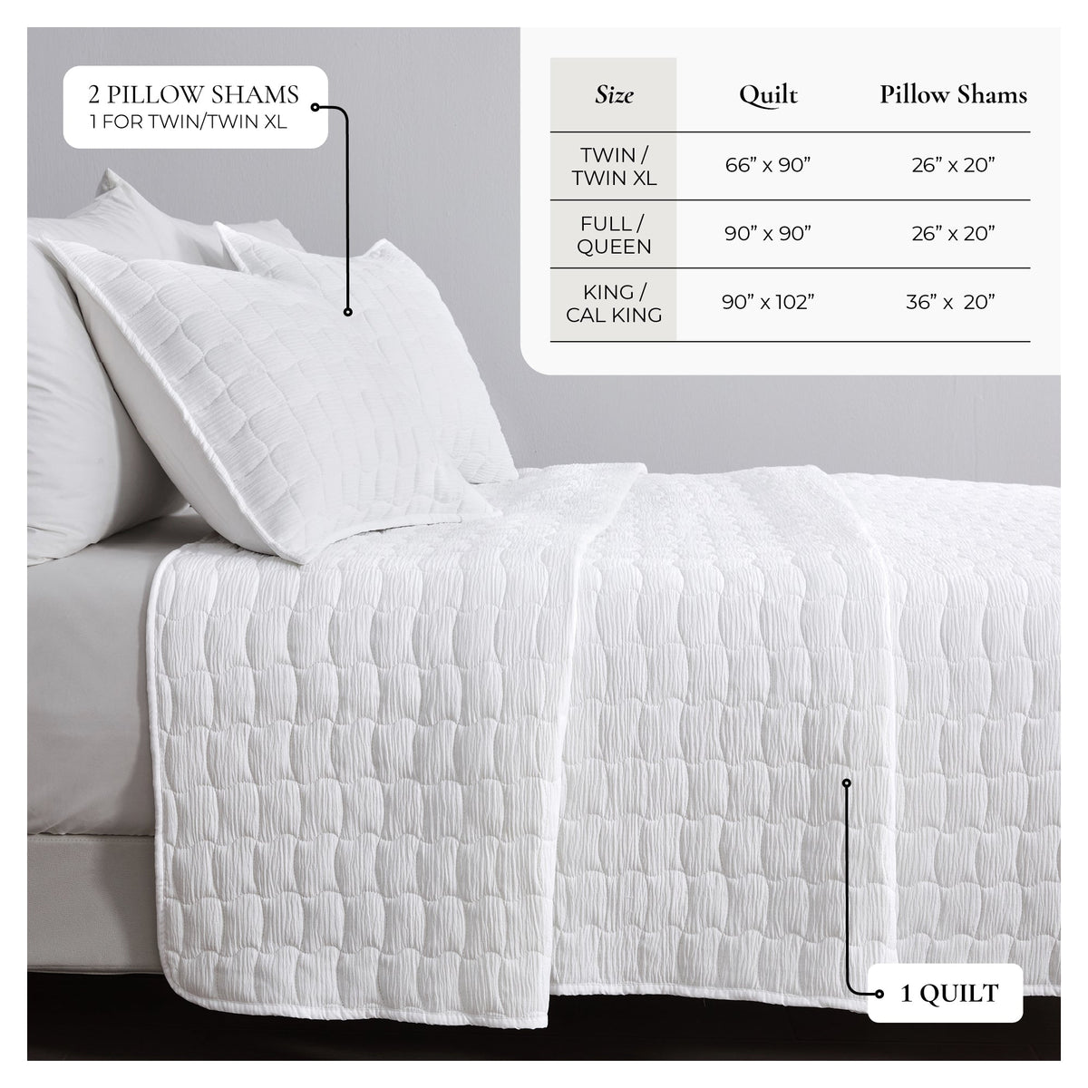 Gauze Quilt Set - Wave Stitch Collection by Great Bay Home