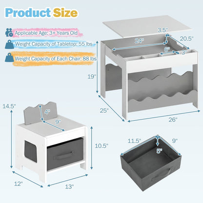 Multi-purpose Activity Kids Table and Chairs Set with Double-sided TabletopTorqelo.com