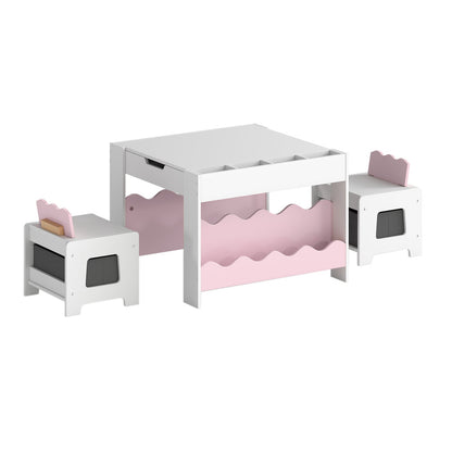 Multi-purpose Activity Kids Table and Chairs Set with Double-sided TabletopTorqelo.com