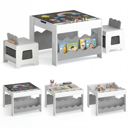 Multi-purpose Activity Kids Table and Chairs Set with Double-sided TabletopTorqelo.com